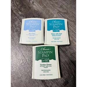 Stampin Up Classic Stampin Pad Lot of 3 Garden Green Taken with Teal Bliss Blue